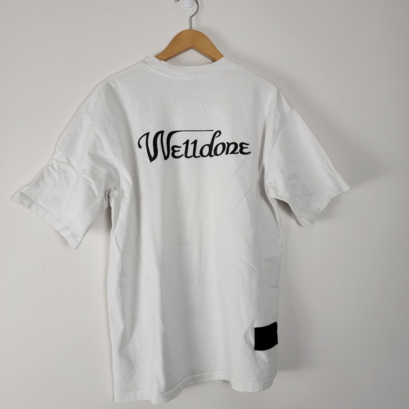 We11done Graphic White Short Sleeve Men's Tee M Horror Movie Japanese Collage